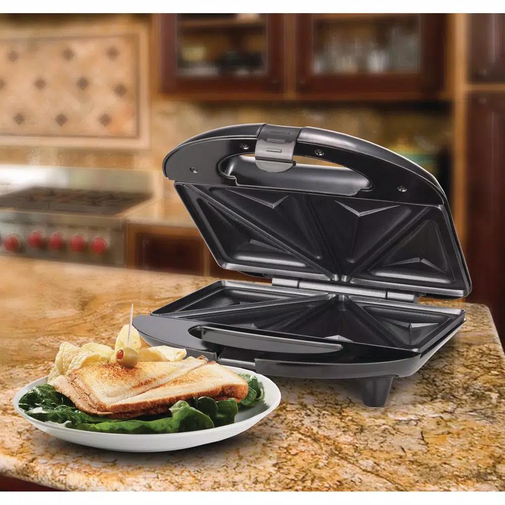 Brentwood Appliances 750W Compact Dual Sandwich Maker, Nonstick, Black