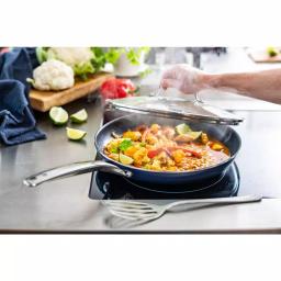 Blue Diamond 12 in. Aluminum Ceramic Nonstick Frying Pan with Glass Lid, Blue thumbnail 5