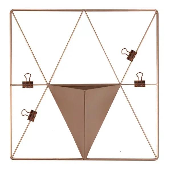 WallPops Rose Gold Triangle Metal Grid Wall Organizer with Pocket and Clips
