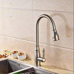 Vanity Art Brushed Nickel Single-Handle Pull-Down Kitchen Faucet with 360 Degree Swivel Spout thumbnail 4