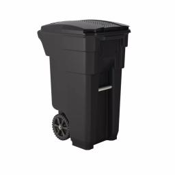 Suncast Commercial 32 Gal. Gray Plastic Wheeled Trash Can with Attached Lid thumbnail 1