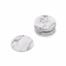 Fox Run White Marble Coasters, Set of 6, Natural Stone with Cork Underside thumbnail 5