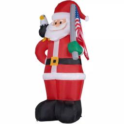 Fraser Hill Farm 8 ft. Americana Santa with Bald Eagle & American Flag Christmas Inflatable with Lights thumbnail 6