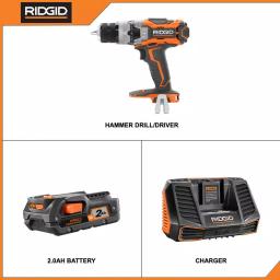 RIDGID 18V Lithium-Ion 1/2 in. Cordless Hammer Drill/Driver Kit with 2.0 Ah Battery and Charger thumbnail 2
