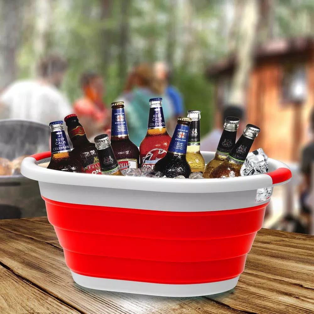 Lavish Home Red Collapsible Multi-Use Laundry Basket with Comfort Grip Handles