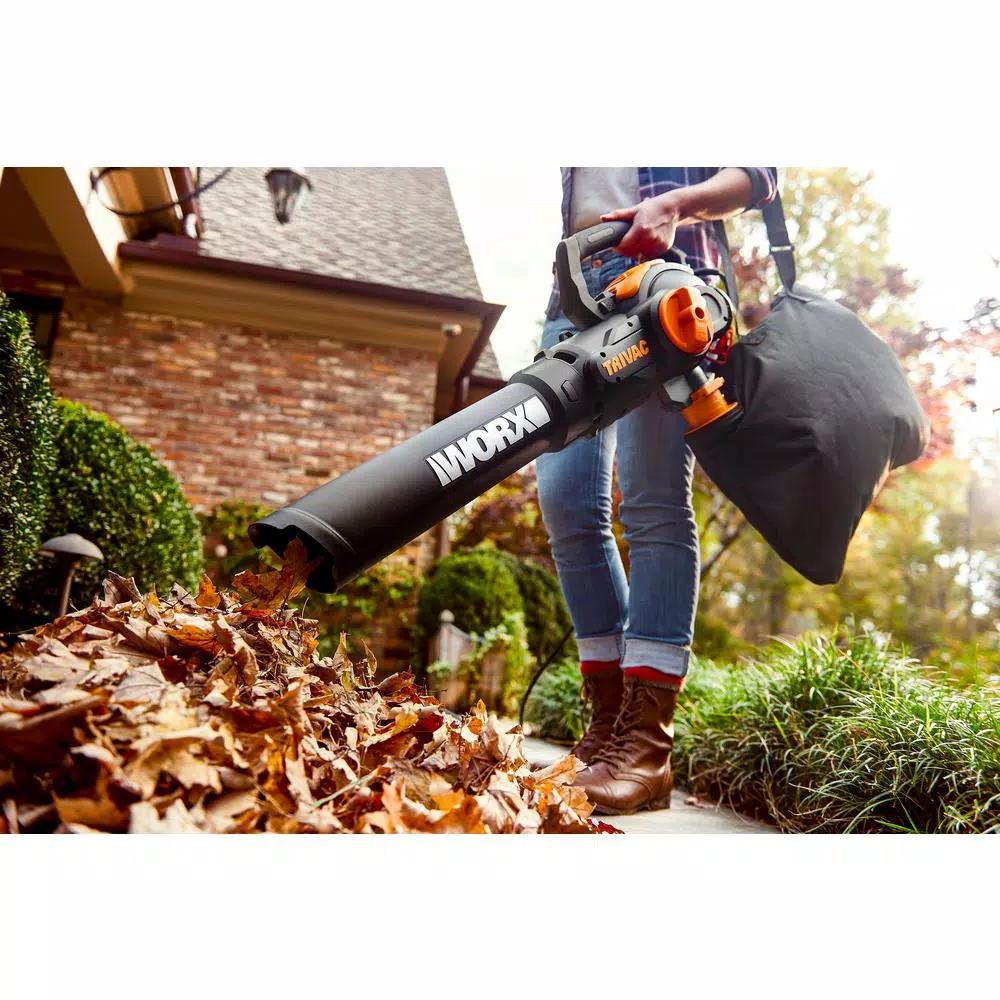 Worx TRIVAC 2.0 3-in-1 Electric Blower, Vacuum, and Mulcher, 12-Amp, 70 MPH, 620 CFM