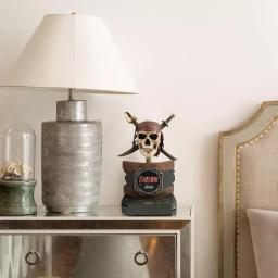 Disney Pirates of the Caribbean Themed Digital Alarm Clock Radio with Animated Jaw and Red LED Eyes thumbnail 1