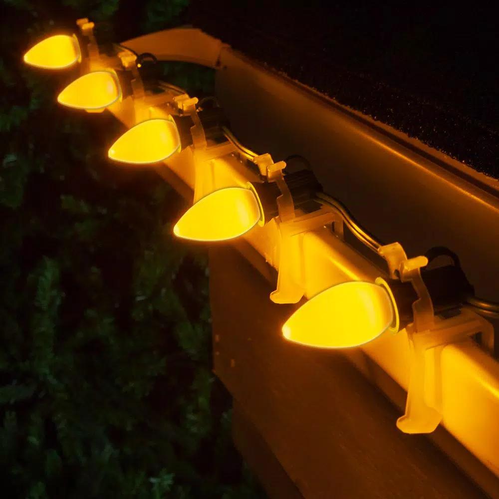 Wintergreen Lighting OptiCore C7 LED Gold Smooth Opaque Christmas Light Bulbs, 25-Pack