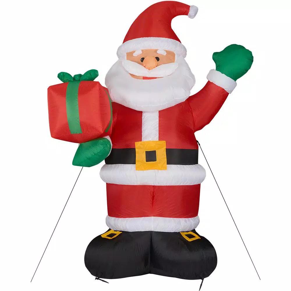 Fraser Hill Farm 10 ft. Santa Claus with Gift Bag Christmas Inflatable with White Lights