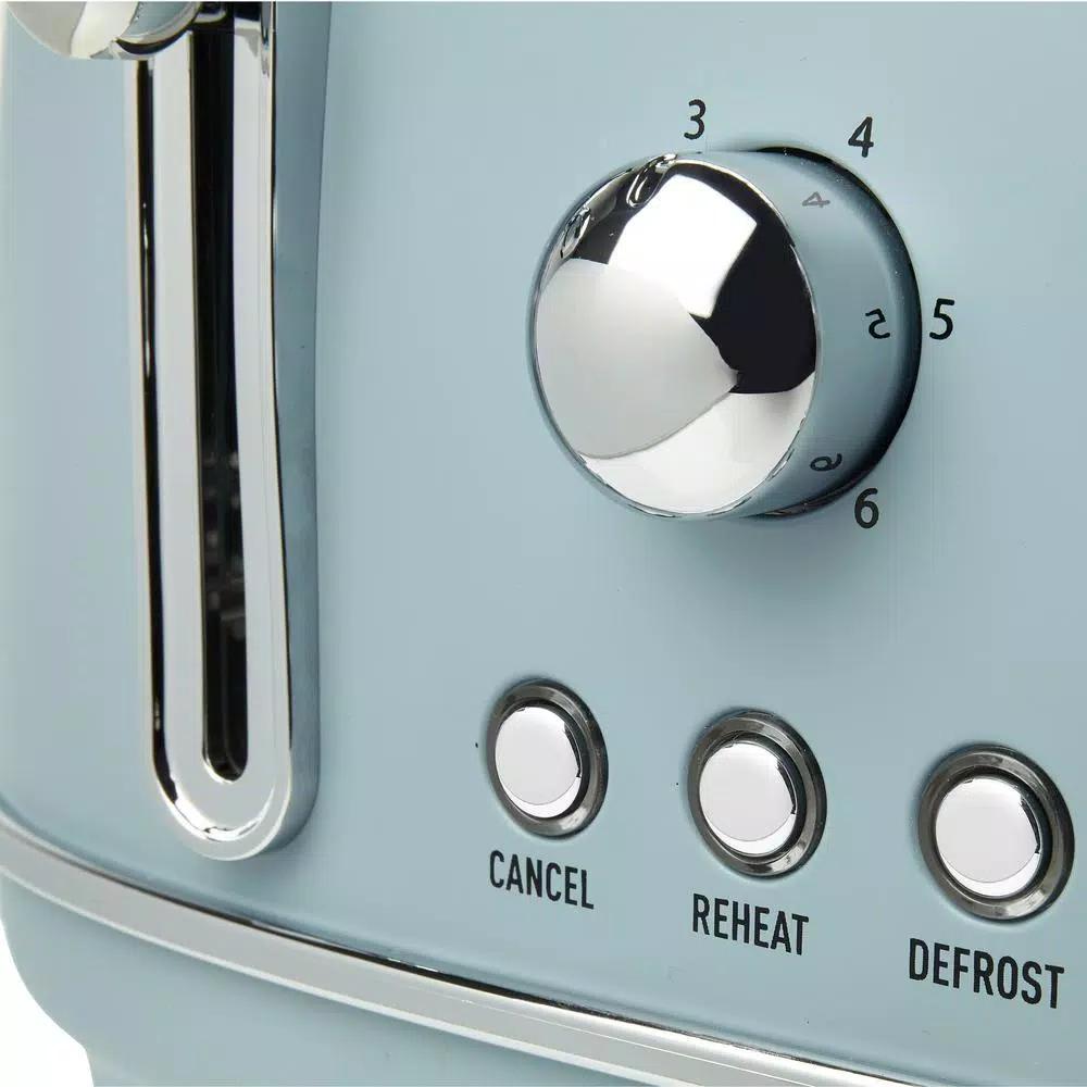 Haden Highclere 4-Slice Wide Slot Retro Toaster, Pool Blue