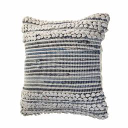 LR Home Crest Navy Blue and Ivory Abstract Textured Throw Pillow, 18 x 18 in. thumbnail 3