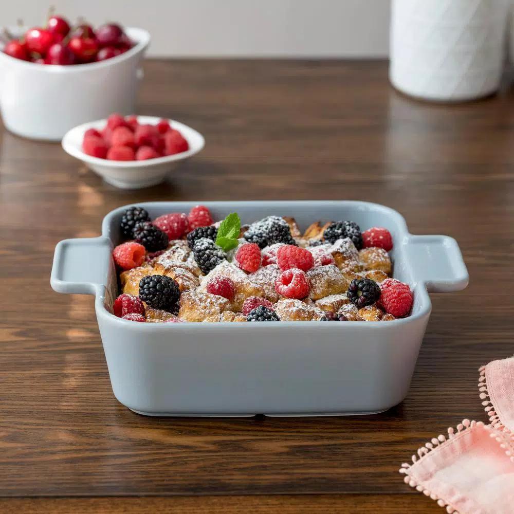 CorningWare 2 Qt. Square Stoneware Baker, 8 in. x 8 in., Ash Gray