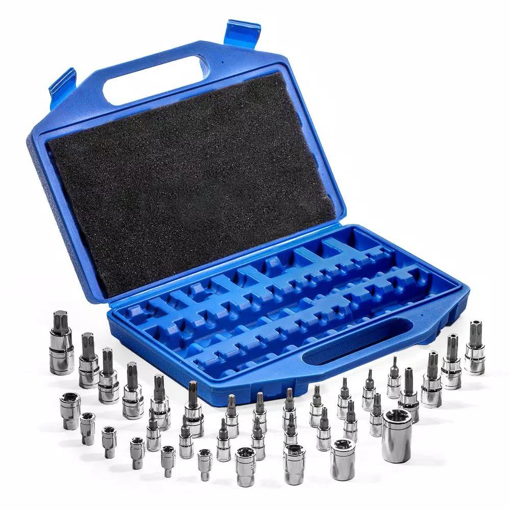 XtremepowerUS 35-Piece Torx Tamper Proof and External Star Socket Bit Set, S2 Steel & CR-V