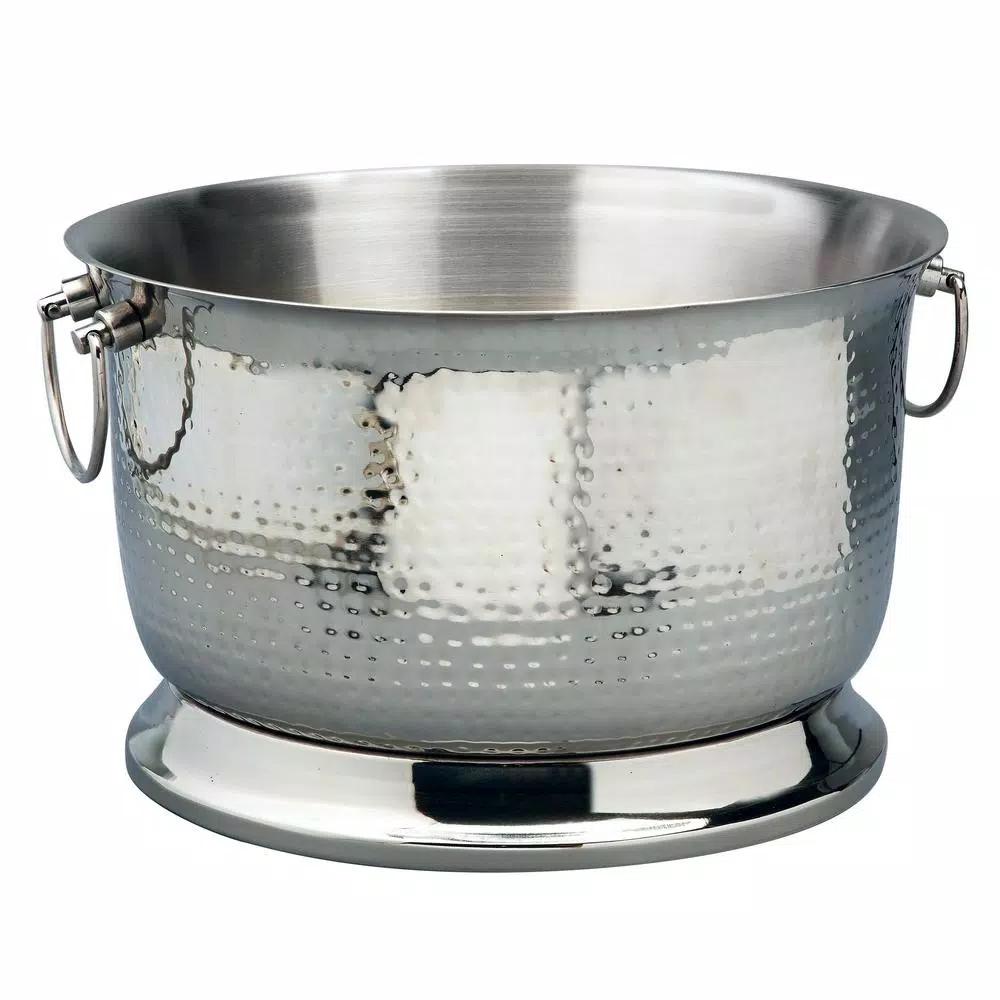 Elegance 3.75 Gal. Hammered Stainless Steel Party Tub with Double Wall Insulation