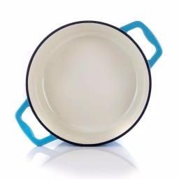 MegaChef 4 Qt. Round Enameled Cast Iron Casserole Dish with Lid, Blue thumbnail 4
