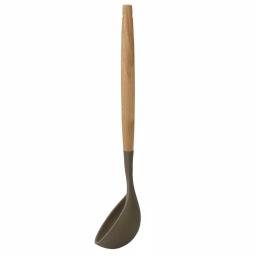 Home Basics Karina Grey Silicone Ladle with Easy Grip Beech Wood Handle, Heat Resistant & Non-Stick Safe thumbnail 2