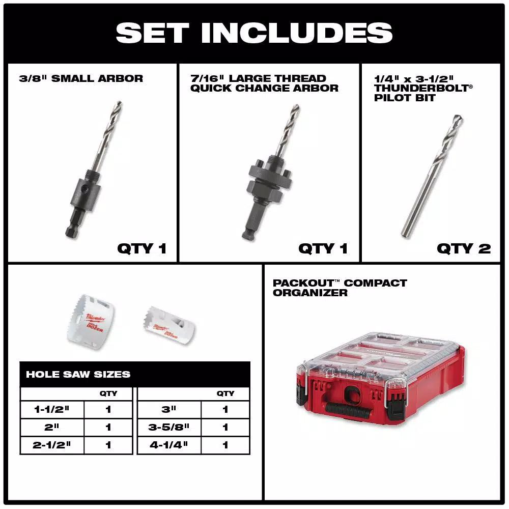 Milwaukee Hole Dozer & BIG HAWG Carbide Hole Saw and Driver Bit Set with PACKOUT Cases, 119-Piece