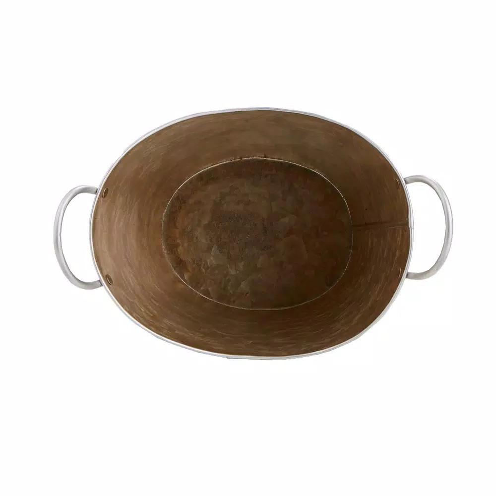 Mind Reader Copper Plated Galvanized Oval Beverage and Ice Bucket with Handles