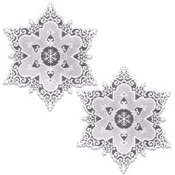Heritage Lace Snowflake 18 in. White Round Lace Doily Charger, Set of 2 thumbnail 1