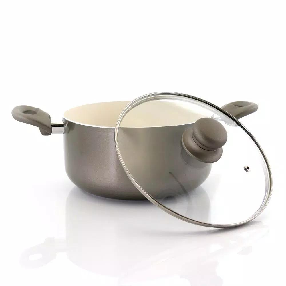 Oster Newcrest 8-Piece Aluminum Nonstick Cookware Set, Gray
