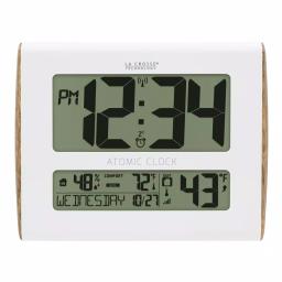 La Crosse Technology Digital Atomic Faux Wood Sided Wall Clock with Indoor/Outdoor Temperature and Humidity thumbnail 1