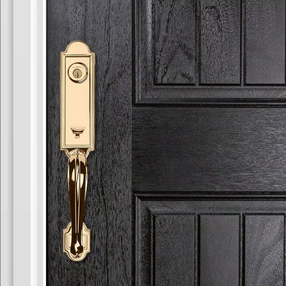 Baldwin Prestige Avendale Single Cylinder Handleset with Alcott Knob, Lifetime Polished Brass, SmartKey Security