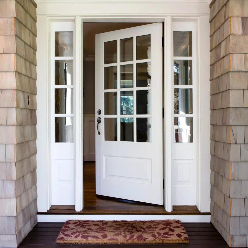 Design House Coventry Matte Black Entry Door Handleset with Cambridge Interior Knob and Single Cylinder Deadbolt