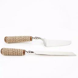 Mind Reader 2-Piece Roped Handle Dessert Tool Set, 18/10 Stainless Steel Cake Knife and Server thumbnail 4