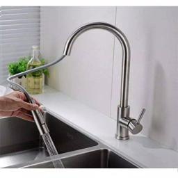 Vanity Art 16.7 in. Single-Handle Pull-Down Kitchen Faucet, Brushed Nickel thumbnail 3