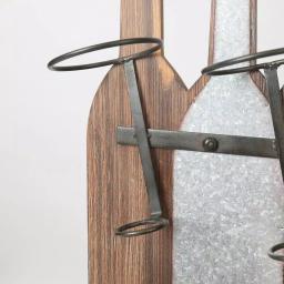 Luxen Home Rustic Wood & Metal Wall Mounted Wine Rack - Holds 3 Bottles & 4 Glasses thumbnail 2