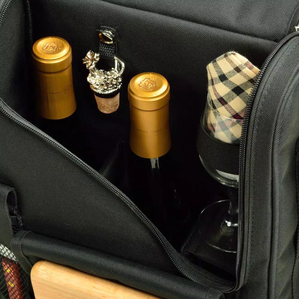 Unbranded Picnic at Ascot Bordeaux Wine and Cheese Cooler Bag Set with Glassware and Hardwood Board