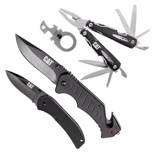 CAT 4-Piece EDC Multi-Tool and Folding Knife Set with 12-in-1 Multi-Tool and Keychain Tool