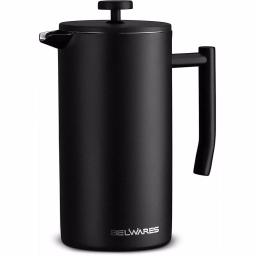 Belwares 34 oz. Black Stainless Steel French Press Coffee Maker thumbnail 5
