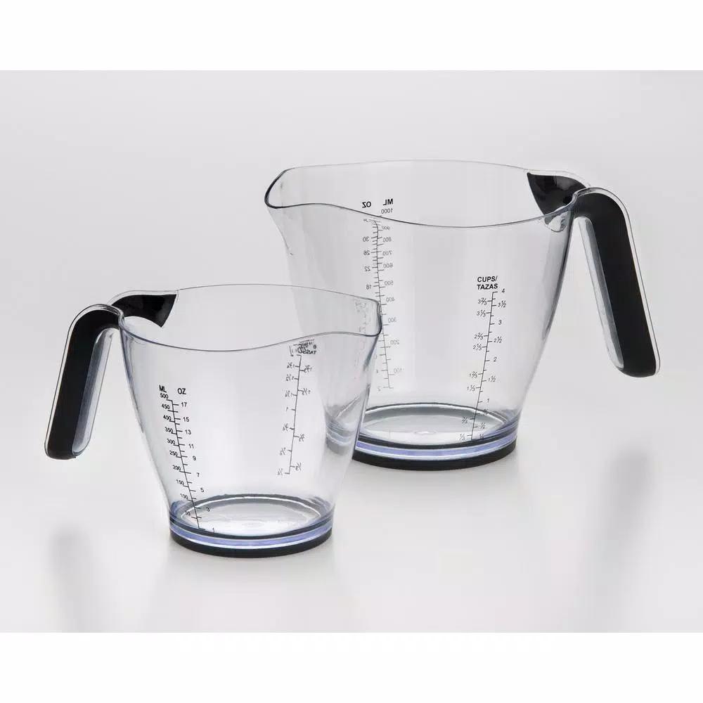 Cook Pro 2-Piece Plastic Measuring Cup Set with Non-Slip Grip Handles and Nesting Design