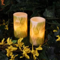 LUMABASE Lace Leaf Battery Operated Wax LED Candles - Set of 2 thumbnail 3