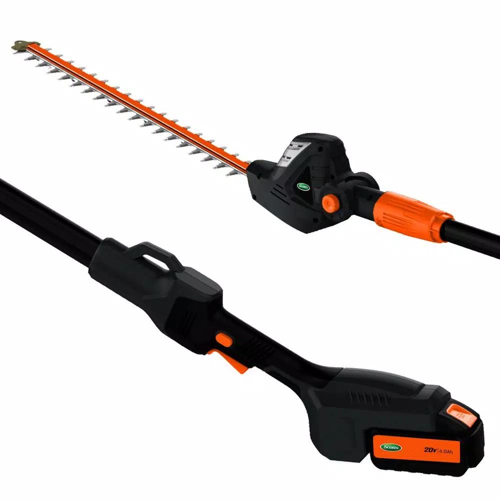 Scotts 20V Cordless 22 in. Pole Hedge Trimmer with 2.0Ah Battery and Fast Charger