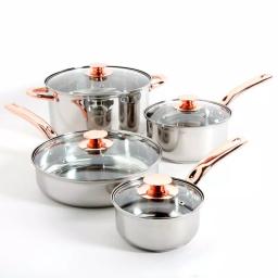 Sunbeam Ansonville 8-Piece Stainless Steel Cookware Set with Rose Gold Accents thumbnail 5