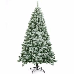 Costway 6 ft. Snow Flocked Artificial Christmas Tree with 928 Branch Tips, Unlit Hinged Pine thumbnail 1
