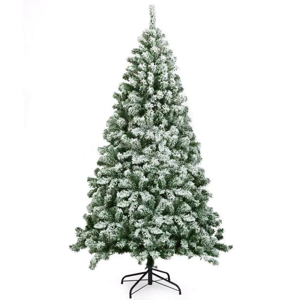 Costway 6 ft. Snow Flocked Artificial Christmas Tree with 928 Branch Tips, Unlit Hinged Pine