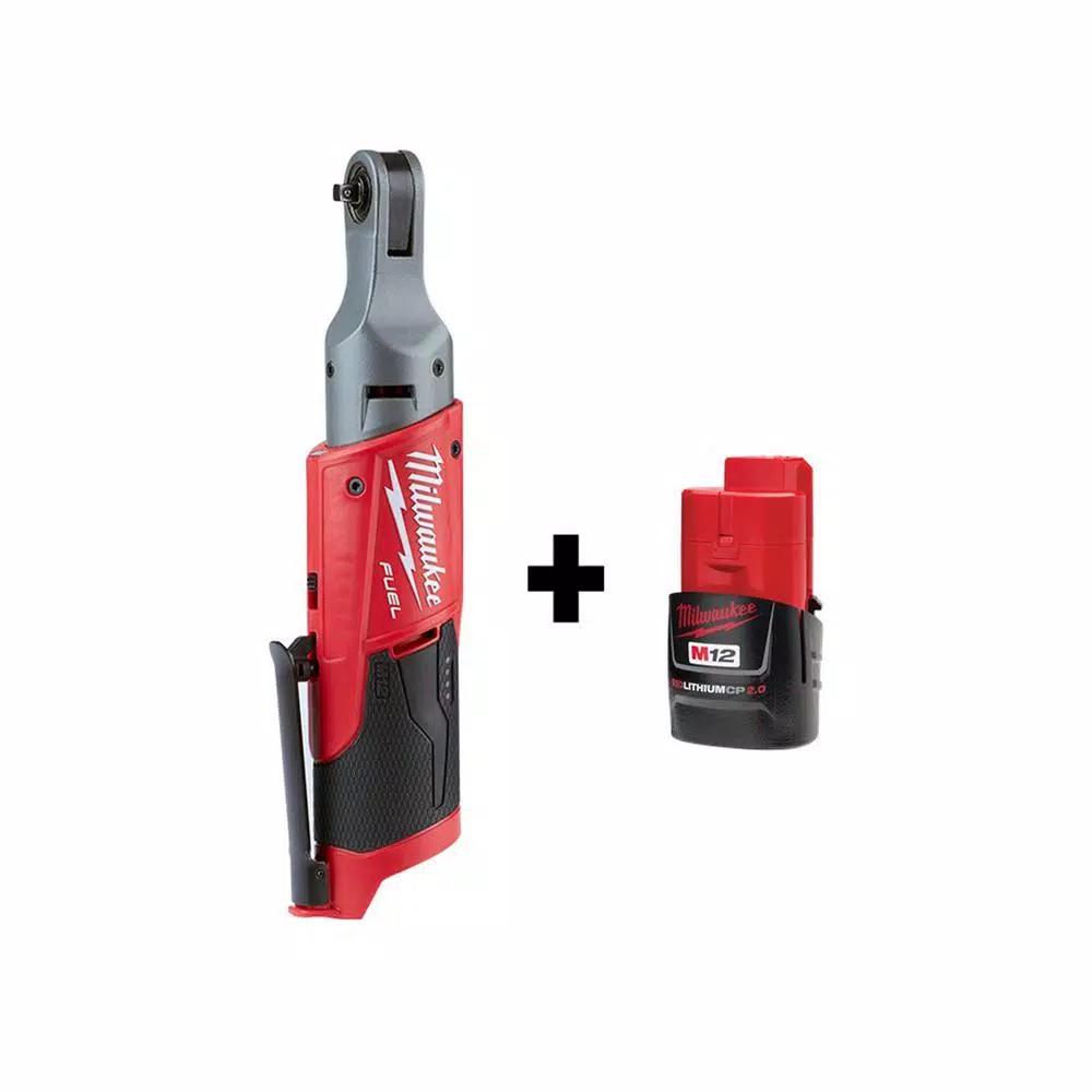 Milwaukee M12 FUEL 1/4 in. Brushless Cordless Ratchet with 2.0 Ah Battery