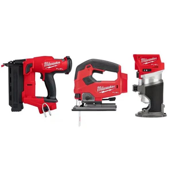 Milwaukee M18 FUEL 18-Gauge Brad Nailer, Jig Saw, and Compact Router 3-Tool Combo Kit