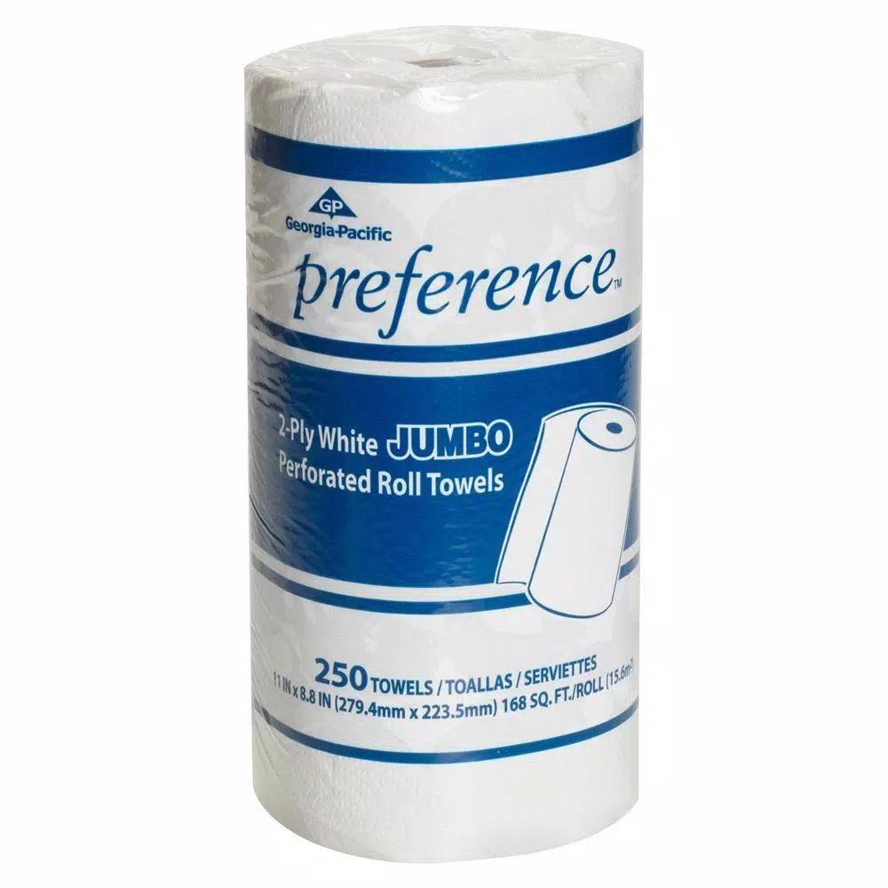 Georgia-Pacific Preference White Jumbo Perforated Roll Paper Towels, 2-Ply, 250 Sheets per Roll, 12/Carton