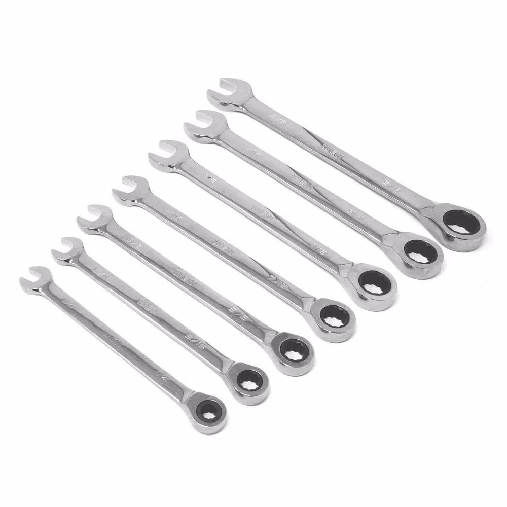 WEN 13-Piece Professional SAE Ratcheting Combination Wrench Set with Storage Rack