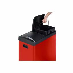 Step N' Sort 16 Gallon Red 2-Compartment Stainless Steel Trash and Indoor Recycling Bin thumbnail 3
