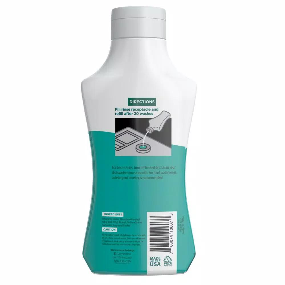 Lemi Shine Natural Dishwasher Rinse Aid, Shine and Dry Formula, 8.45 oz (10-Case)