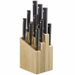 Hampton Forge 13-Piece Kitchen Knife Set with Stainless Steel Blades and Wood Block thumbnail 1
