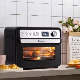 Costway 23 Qt. 12-in-1 Air Fryer Oven with Rotisserie, 1700W Convection Toaster Oven, Black thumbnail 2