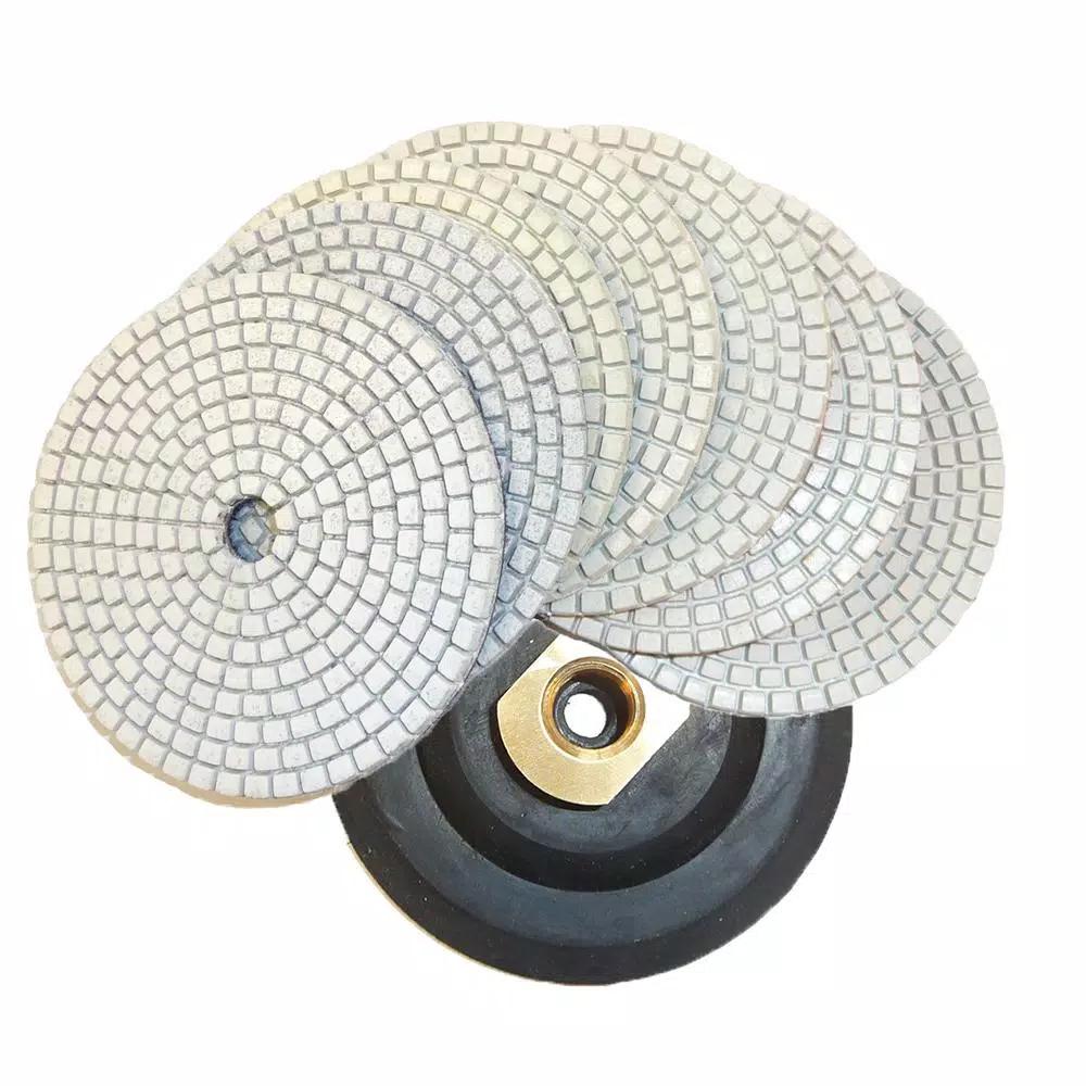 Toolocity JHX 4 in. Dry/Wet Diamond Polishing Pad Set with Back Holder for Concrete and Granite