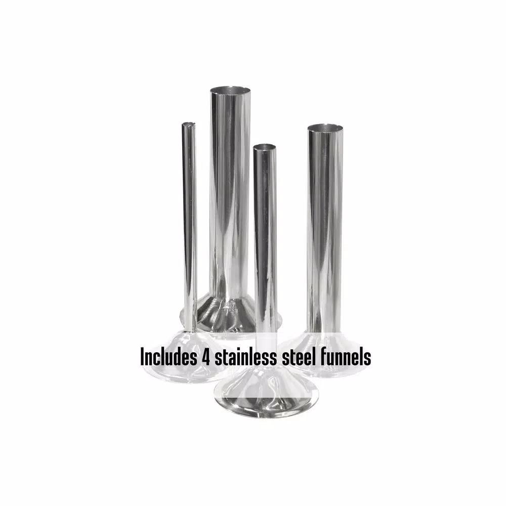 Weston Stainless Steel Sausage Stuffer with 7 lb. Capacity and 4 Funnels