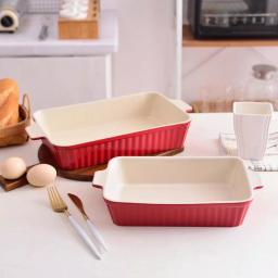 MALACASA 2-Piece Red Porcelain Rectangle Bakeware Set, 12 in. and 13 in. Ceramic Baking Dishes thumbnail 7
